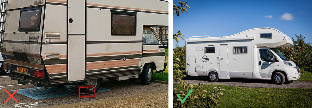 Camping-car avec de la boue / Camping-car bien entretenu