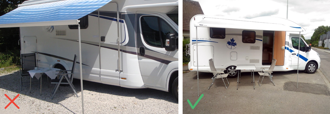 Camping-car avec du mobilier de camping / Fourgon avec un auvent et du mobilier de camping