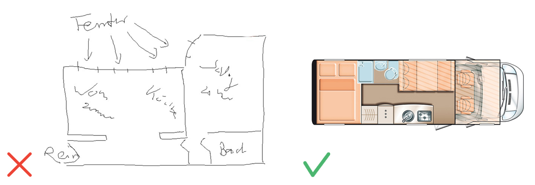 Plan illisible dessiné à la main / Plan avec configuration jour-nuit